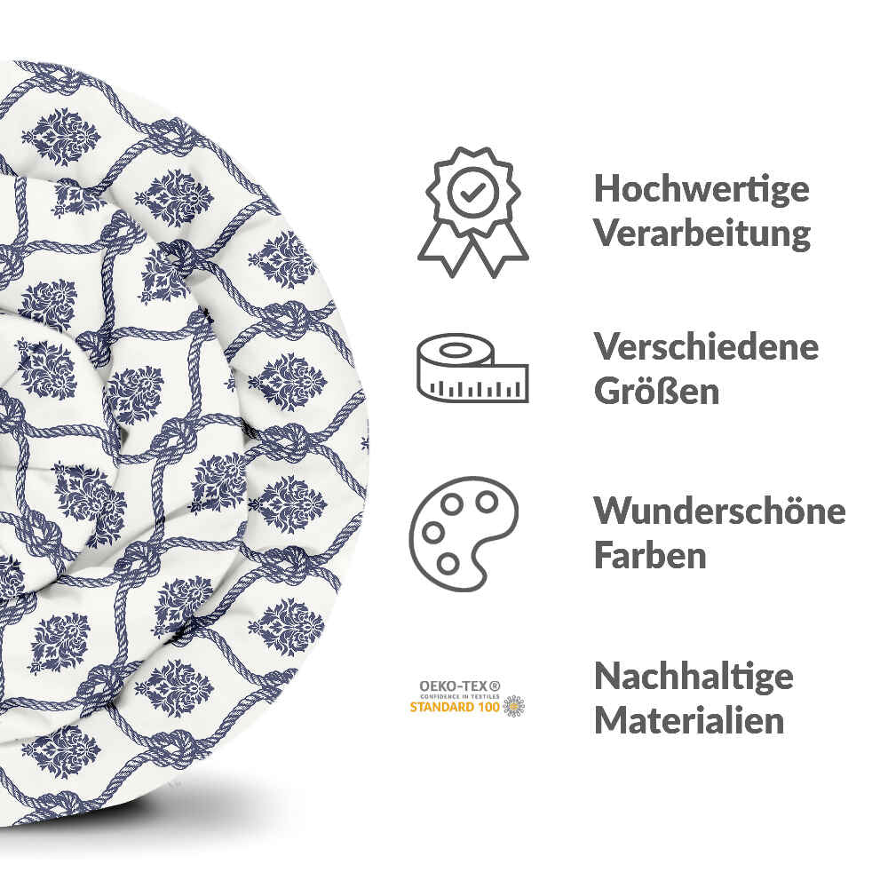 Original Therapiedecke - Baumwollbezug blaues Seemannsmuster
