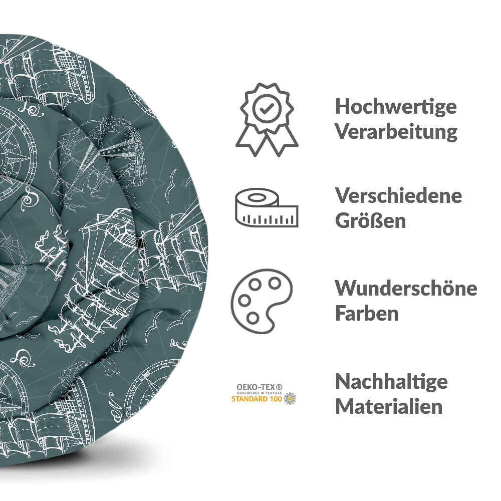 Original Therapiedecke - Baumwollbezug mit Schiffen