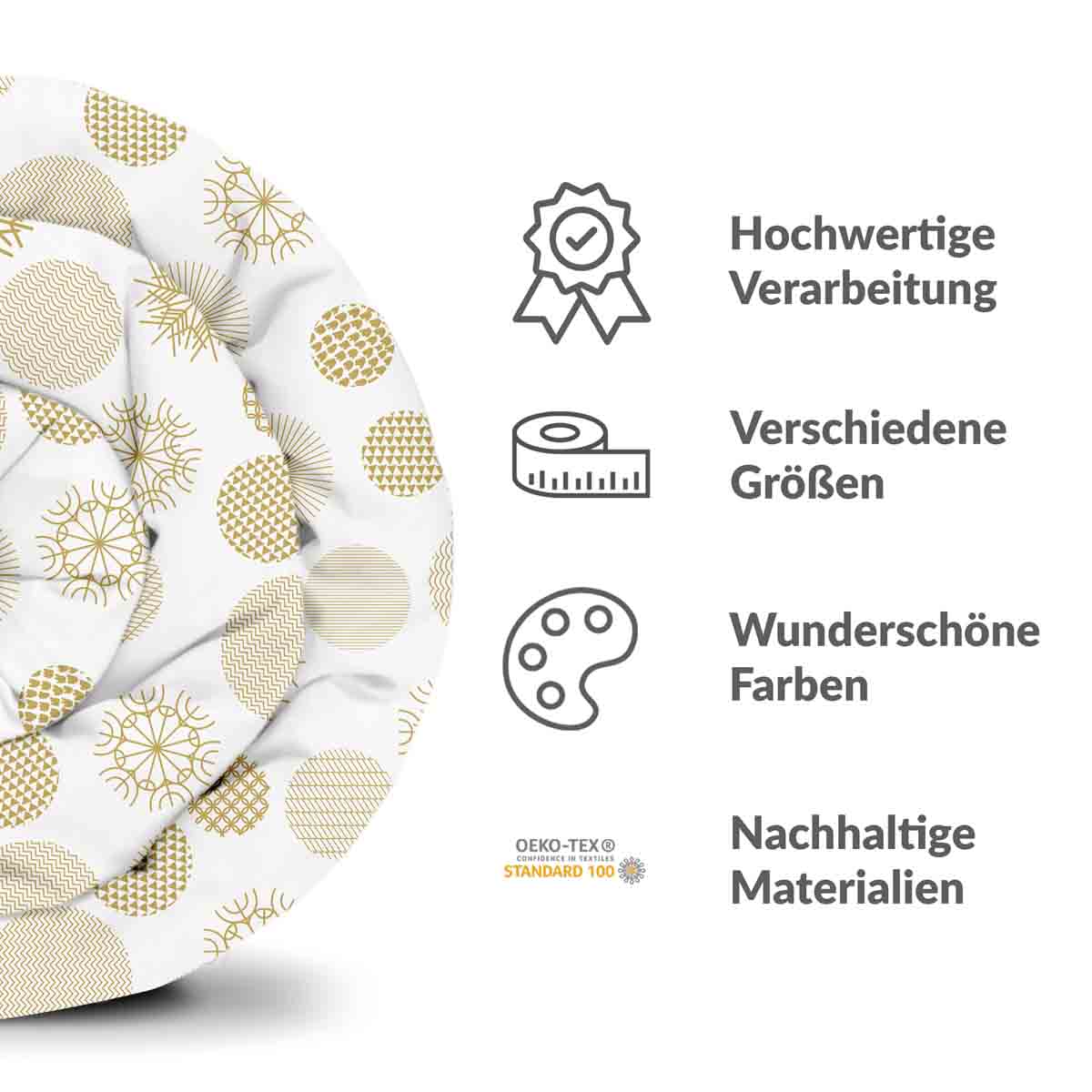 Original Therapiedecke - Baumwoll Bettwäsche Set goldener Weihnachtsschmuck