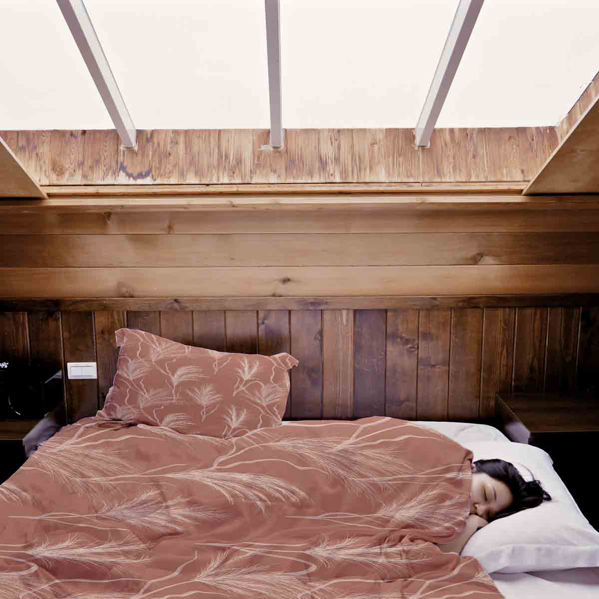 Original Therapiedecke - Baumwoll Bettwäsche Set Altrosa mit Pampasgras