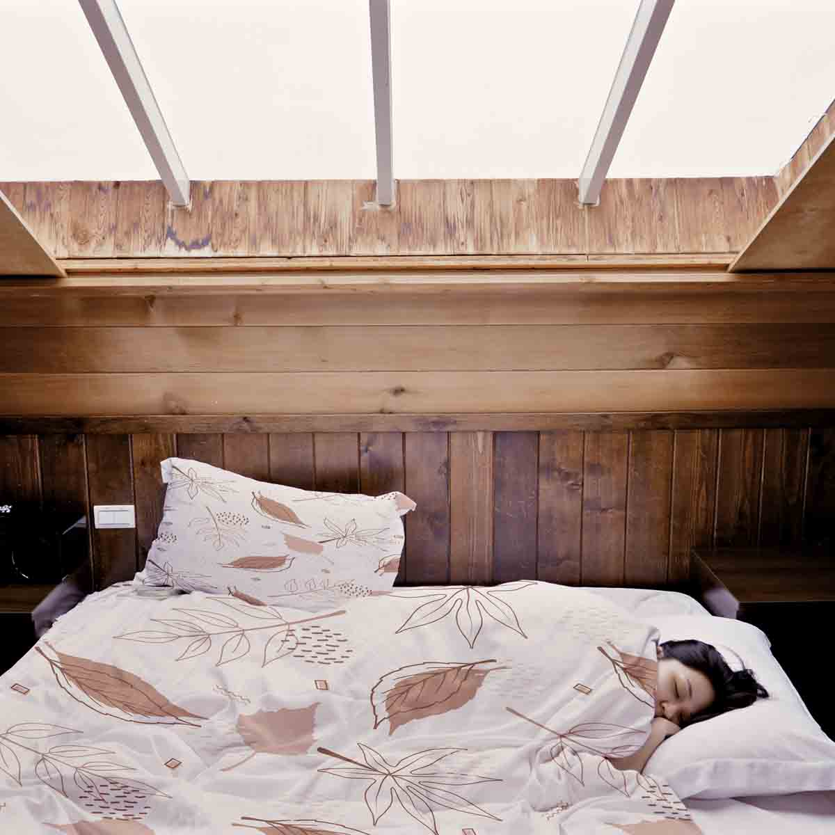 Original Therapiedecke - Baumwoll Bettwäsche Set Rosa mit Blättern