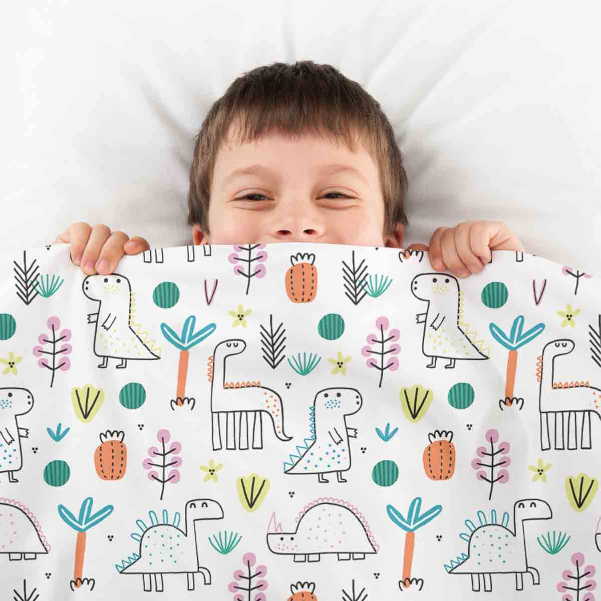 Original Therapiedecke - Baumwoll Bettwäsche Set mit bunten Dinos