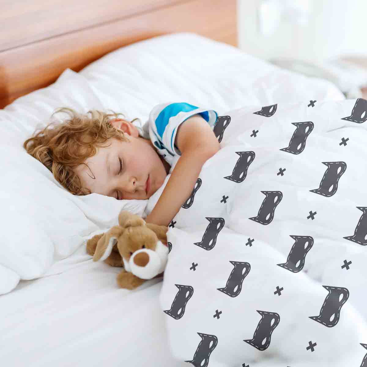 Original Therapiedecke - Baumwoll Bettwäsche Set Weiß mit Katzenmaske