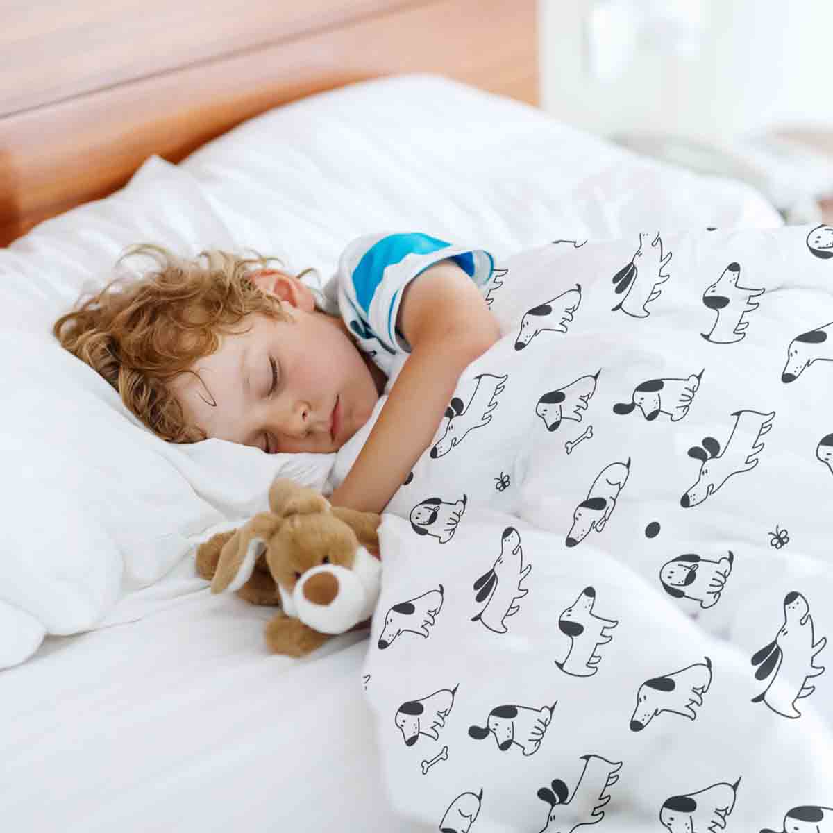 Original Therapiedecke - Baumwollbezug Weiß mit Hunden