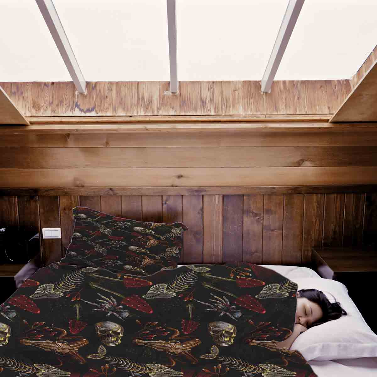 Original Therapiedecke - Baumwoll Bettwäsche Set Halloween Skelett