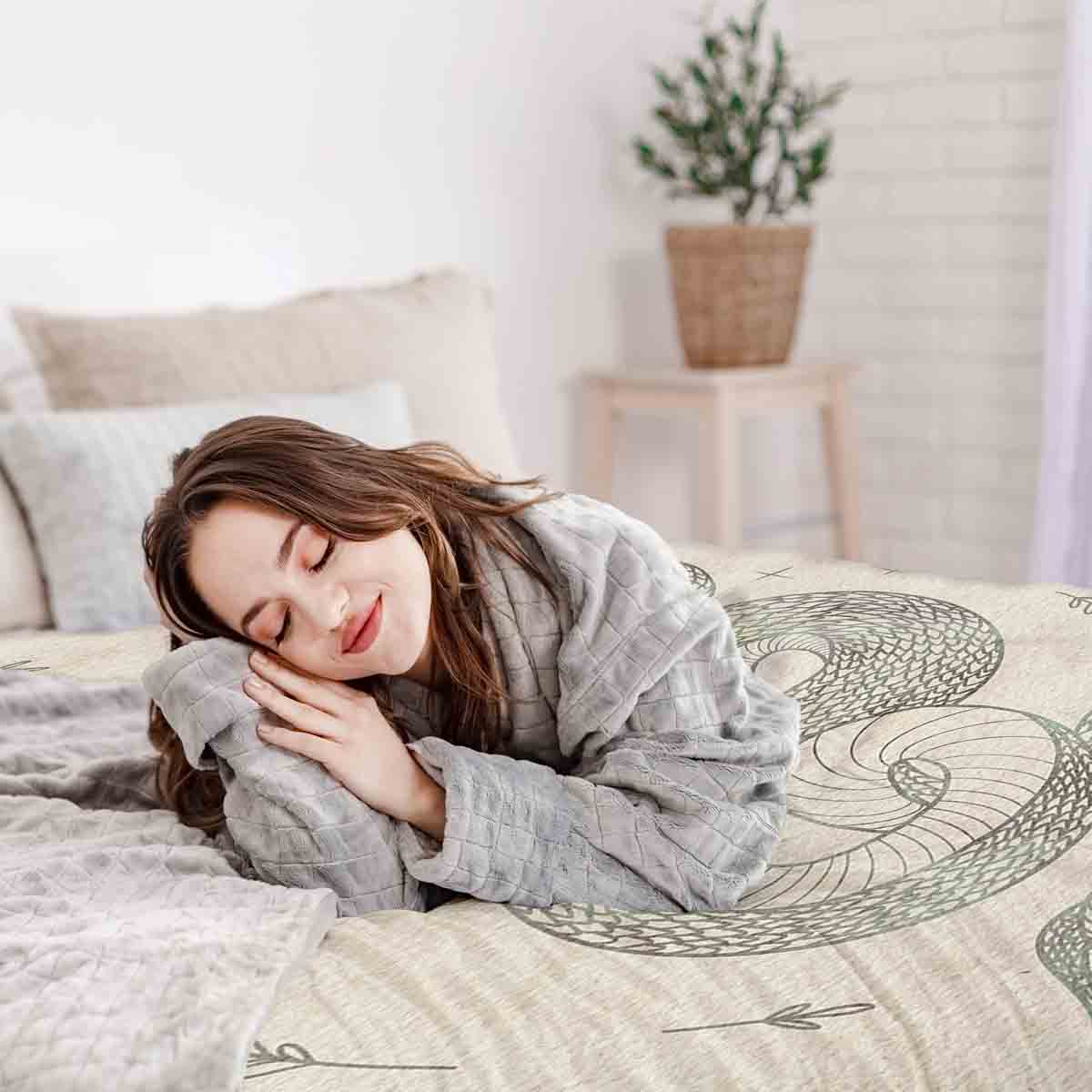 Original Therapiedecke - Baumwoll Bettwäsche Set Beige mit Schlange