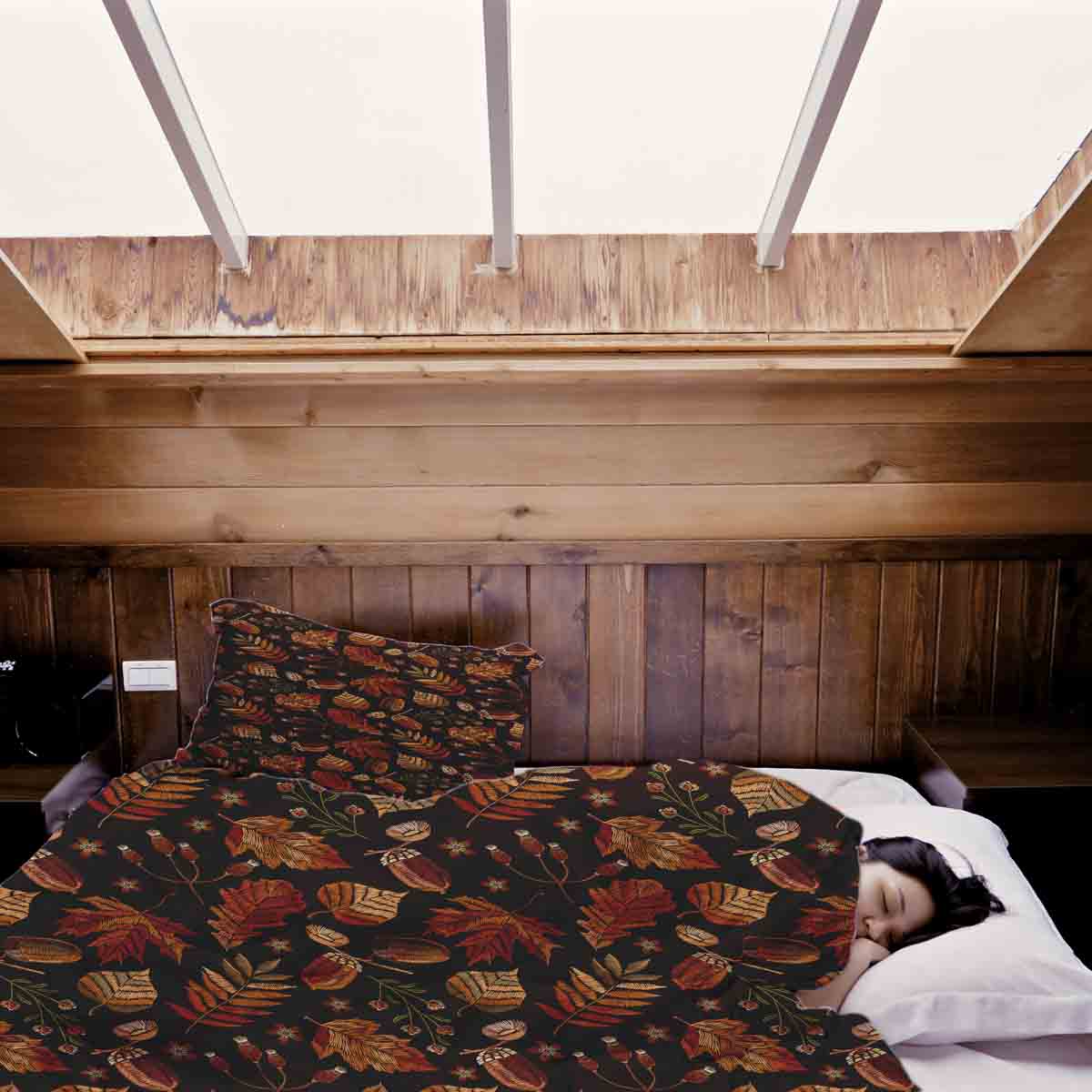Original Therapiedecke - Baumwollbezug braune Herbstblätter