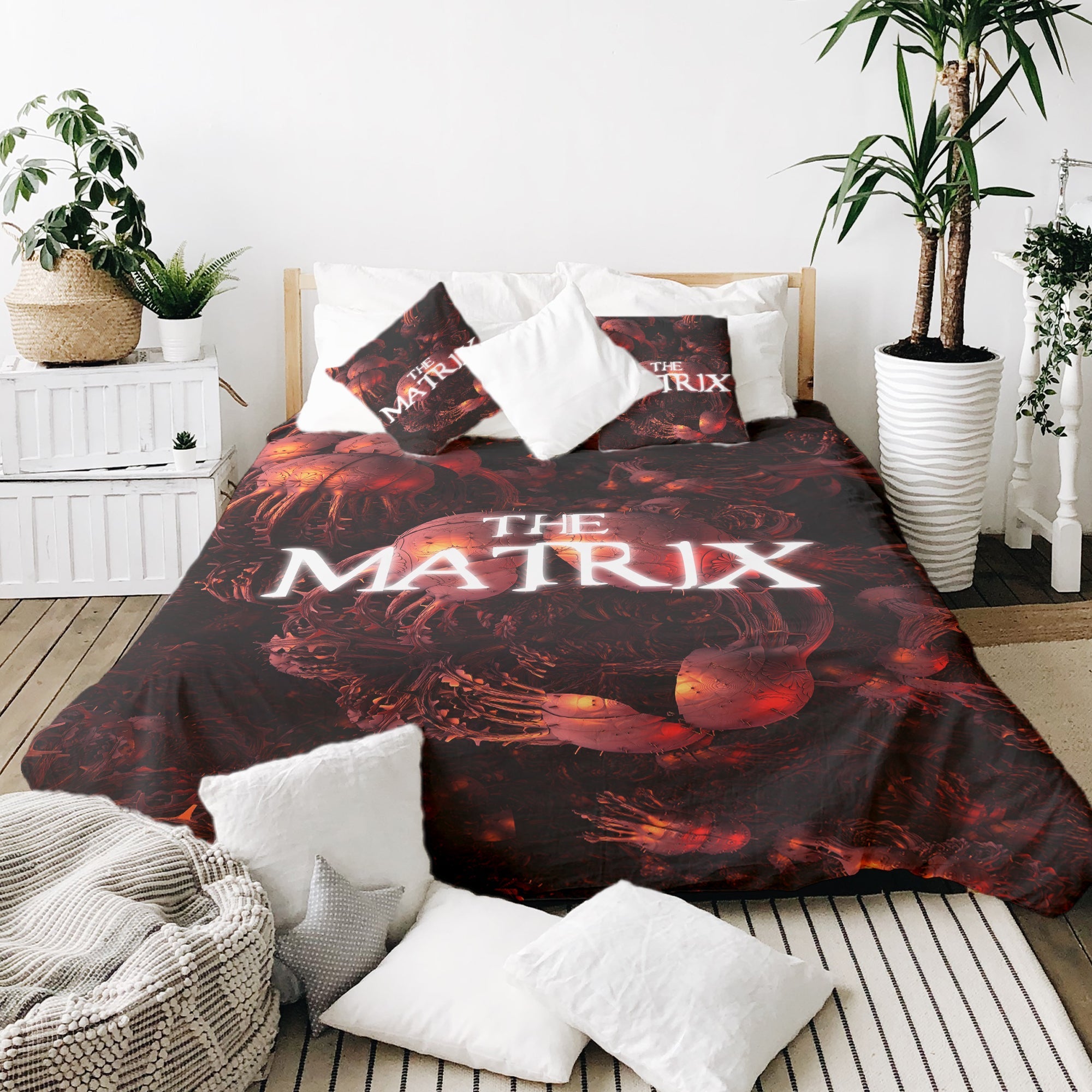 Original Therapiedecke - Baumwollbezug Rot The Matrix Schriftzug