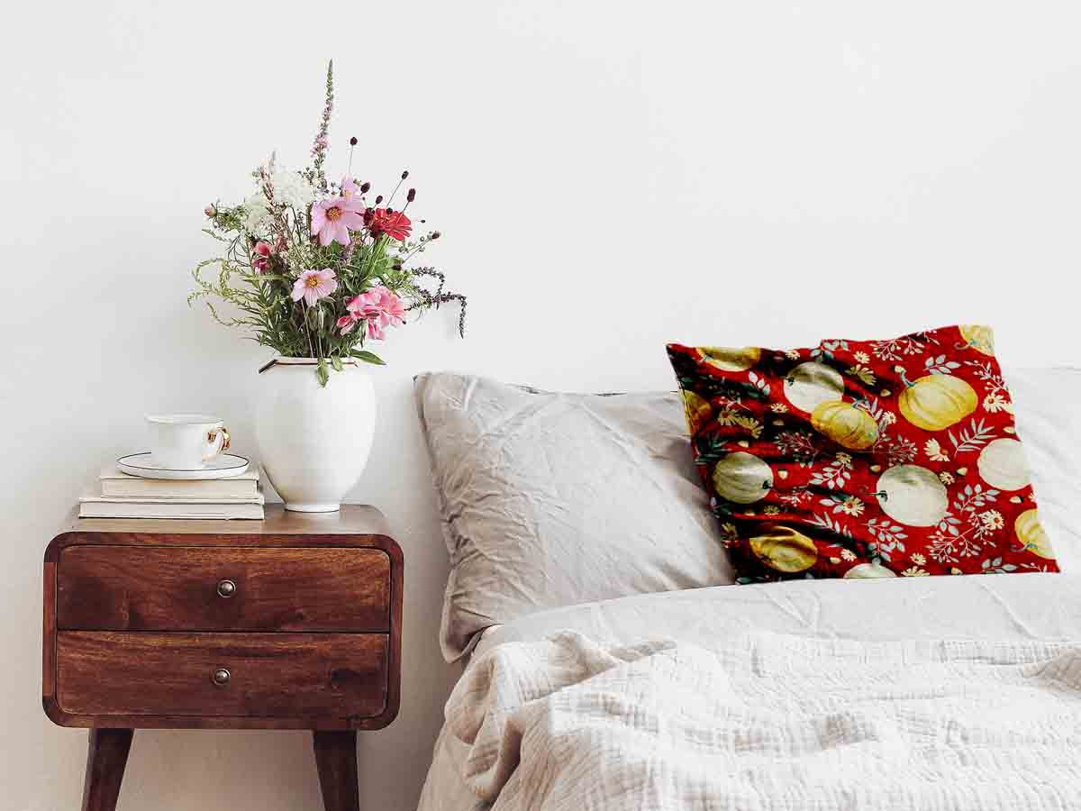 Gesundheitskissen Rot mit Kürbissen