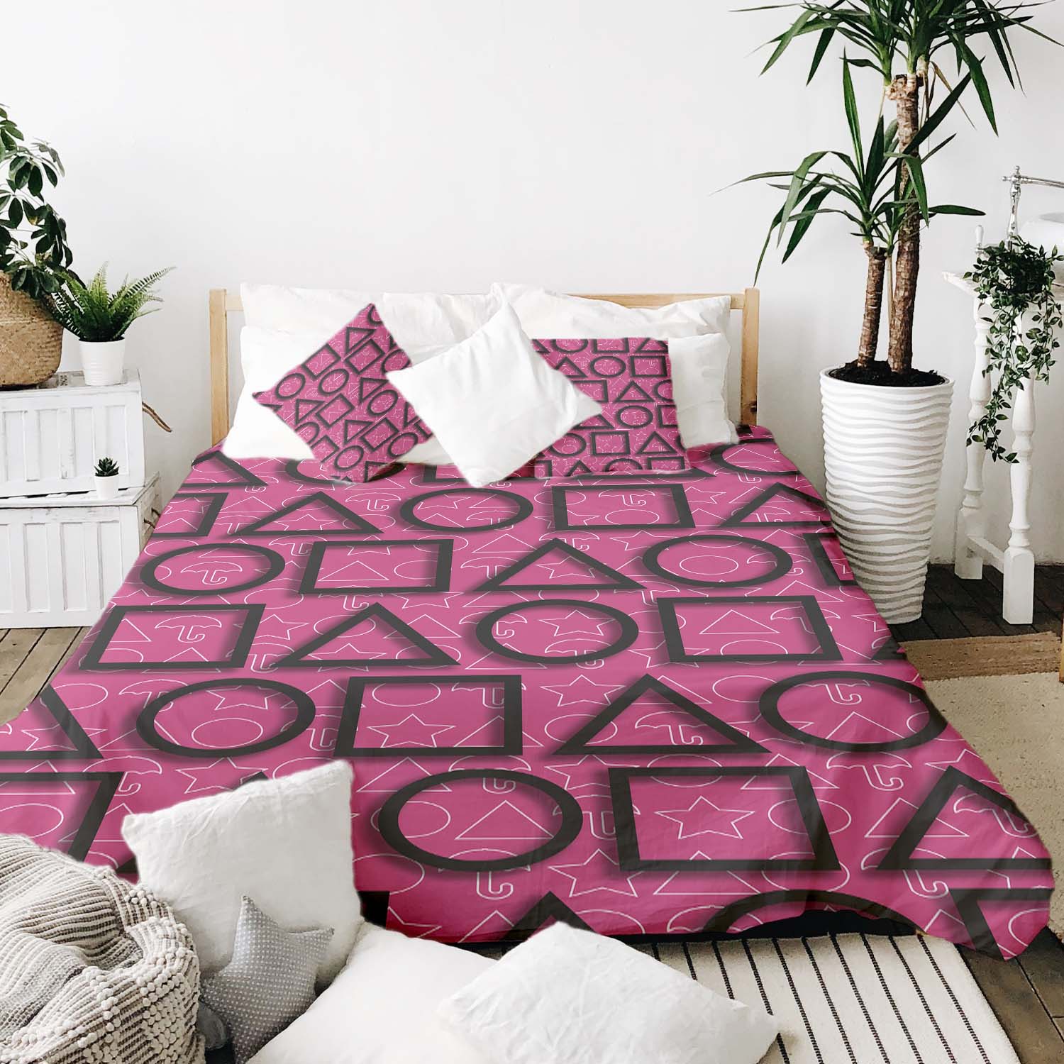 Original Therapiedecke - Baumwoll Bettwäsche Set Pink Squid