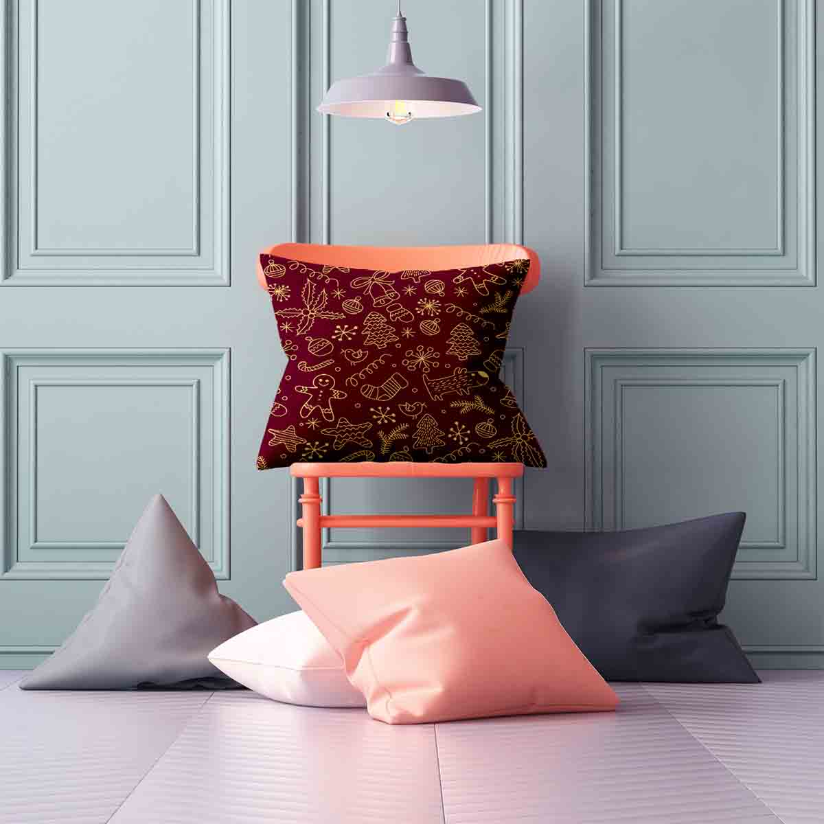 Gesundheitskissen Rot mit lustigen Weihnachtsmotiven