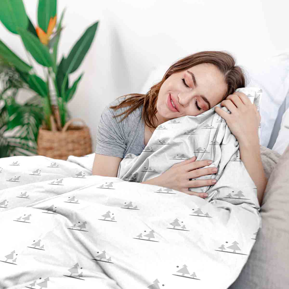 Original Therapiedecke - Baumwoll Bettwäsche Set Wald im Mondlicht