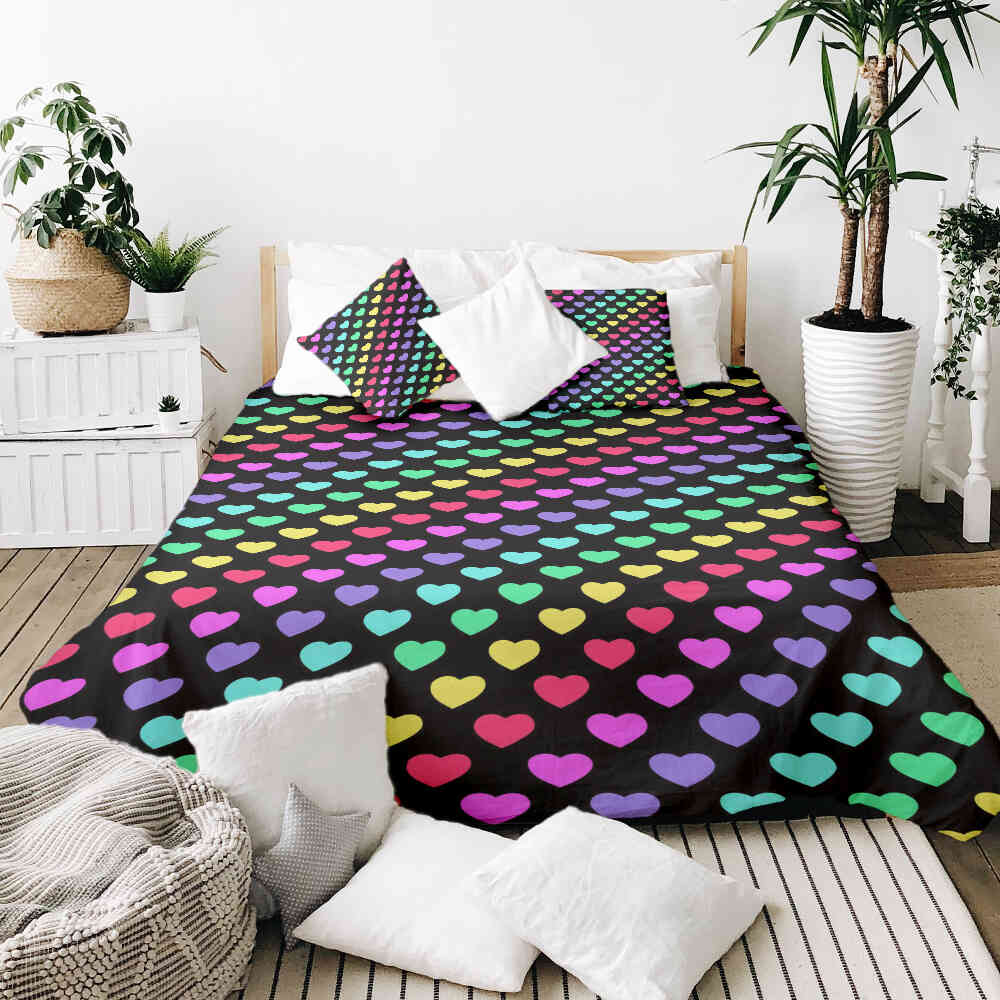 Original Therapiedecke - Baumwollbezug bunte Herzen