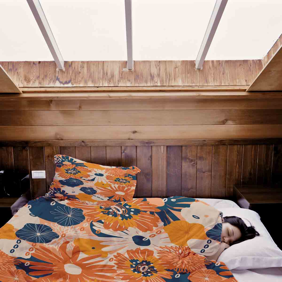 Original Therapiedecke - Baumwollbezug mit Gerbera Blumen