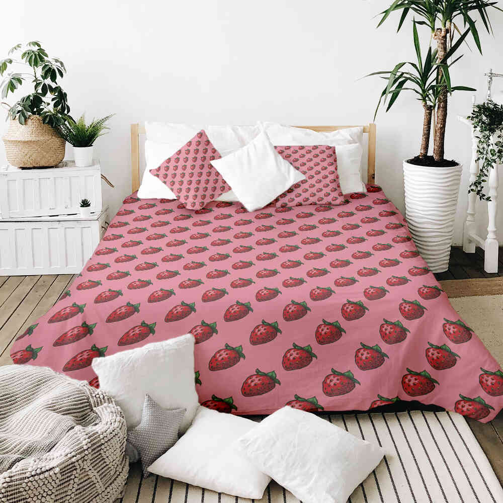 Original Therapiedecke - Baumwollbezug Pink mit Erdbeeren