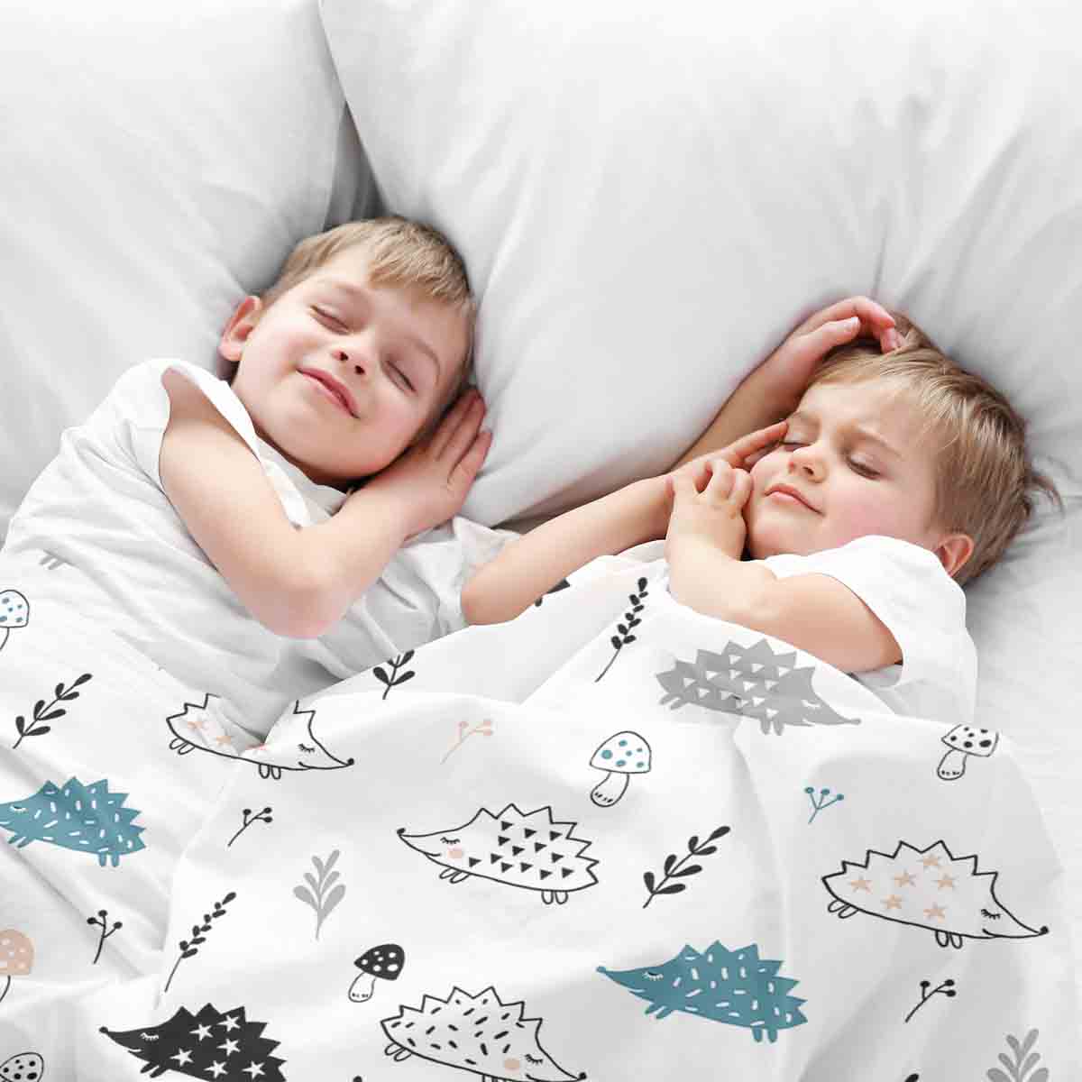 Original Therapiedecke - Baumwoll Bettwäsche Set Weiß mit Igel