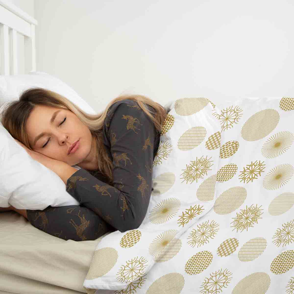 Original Therapiedecke - Baumwoll Bettwäsche Set goldener Weihnachtsschmuck