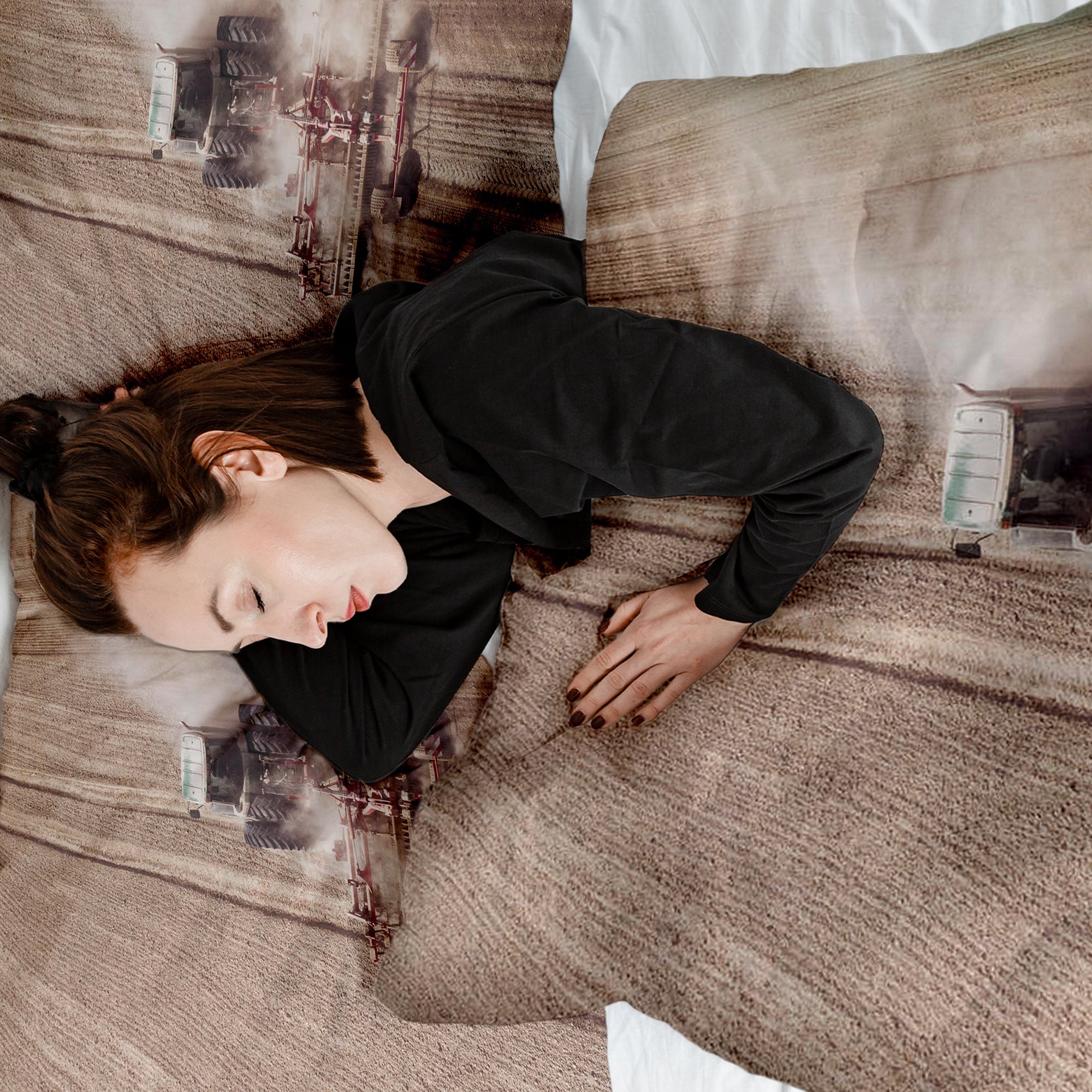 Original Therapiedecke - Baumwollbezug Traktor im Staub