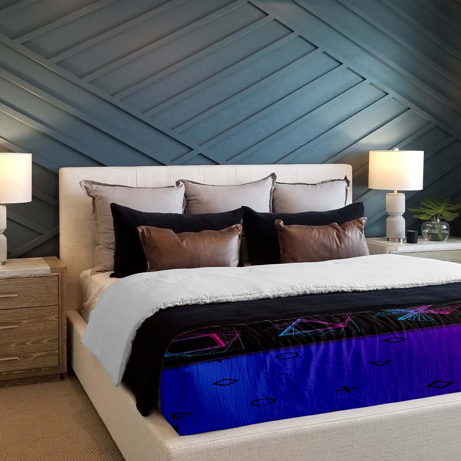 Original Therapiedecke - Baumwoll Bettwäsche Set Lila mit Formen