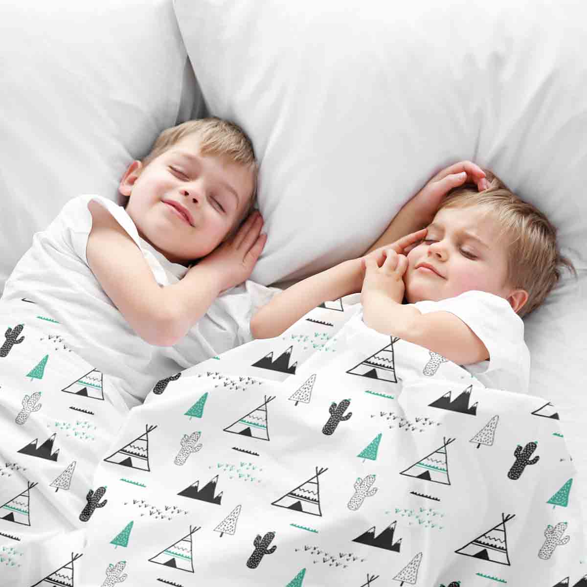 Original Therapiedecke - Baumwollbezug Weiß Indianer