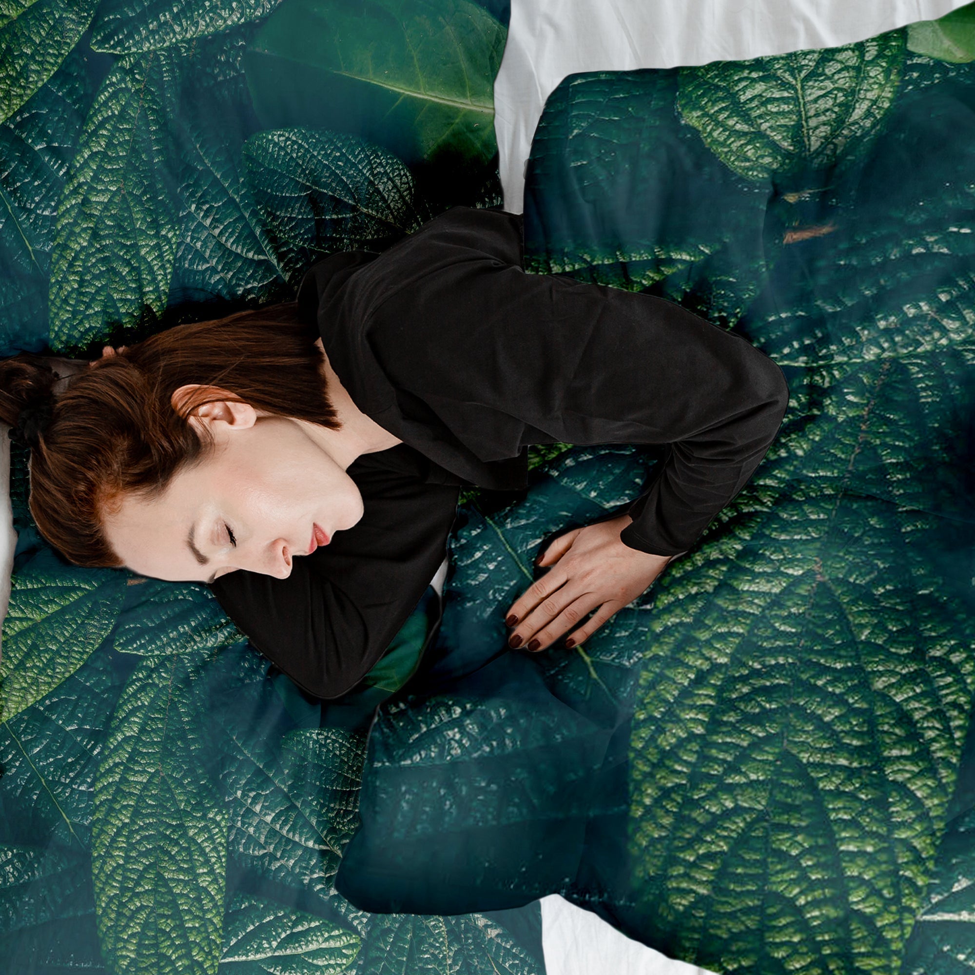 Original Therapiedecke - Baumwoll Bettwäsche Set Grüne Blätter