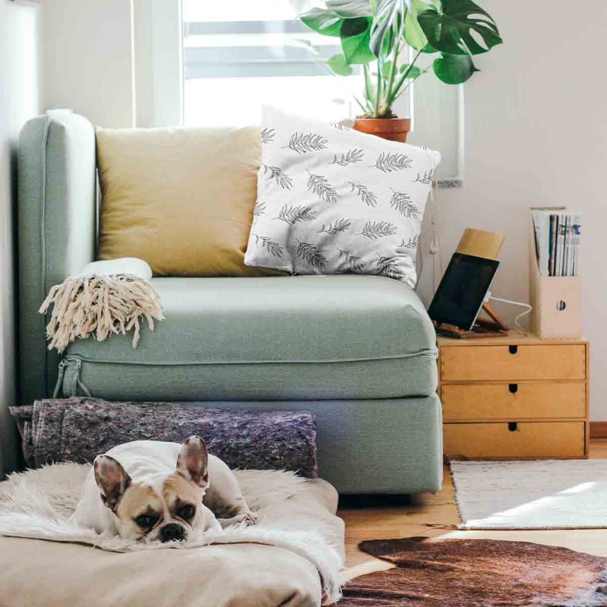 Gesundheitskissen Weiß mit grauen Zweigen