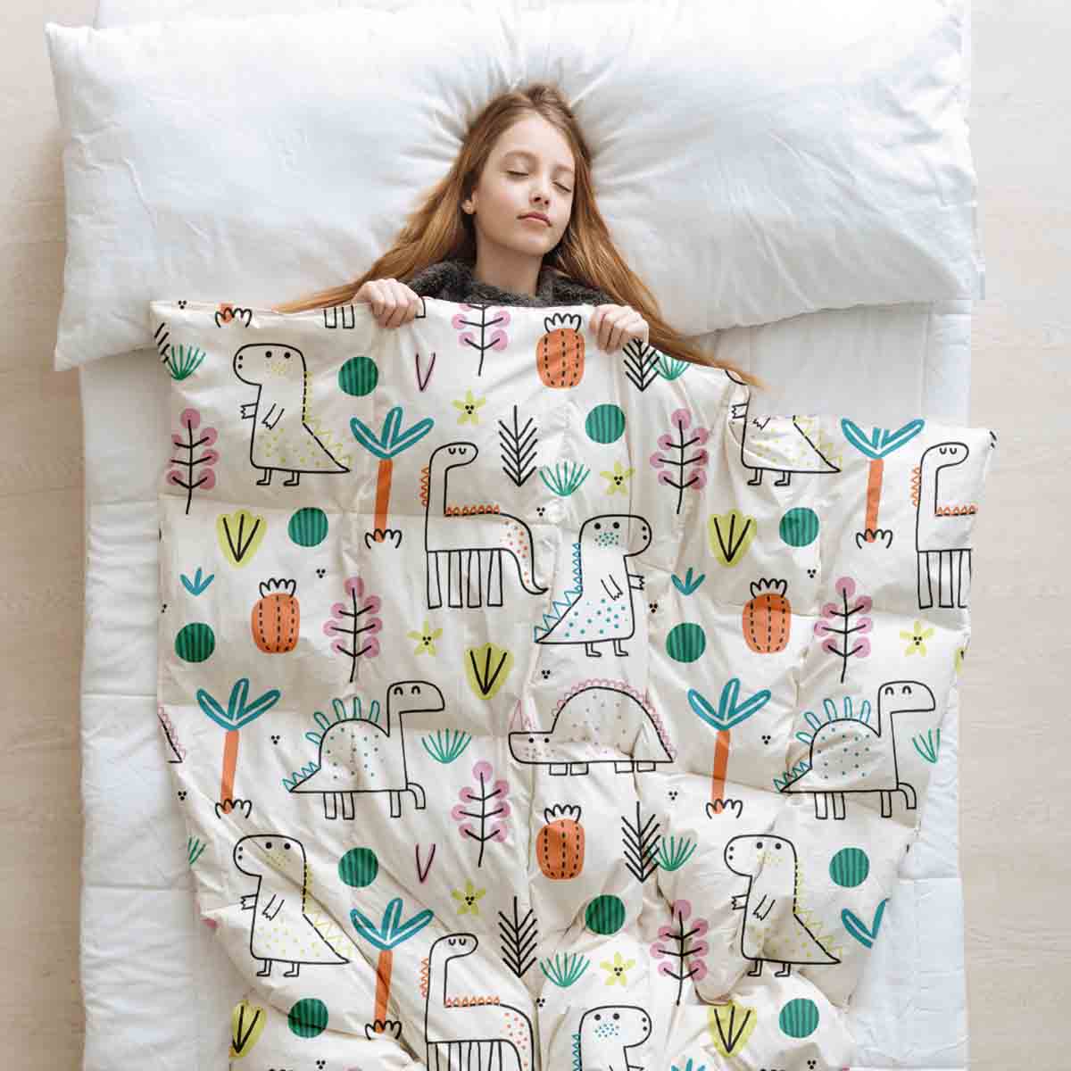 Original Therapiedecke - Baumwoll Bettwäsche Set mit bunten Dinos