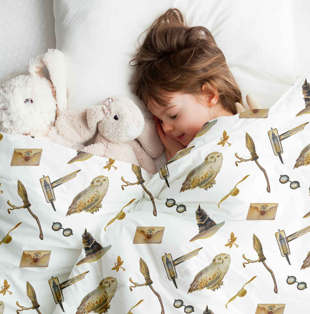 Original Therapiedecke - Baumwollbezug Weiß mit Eulen