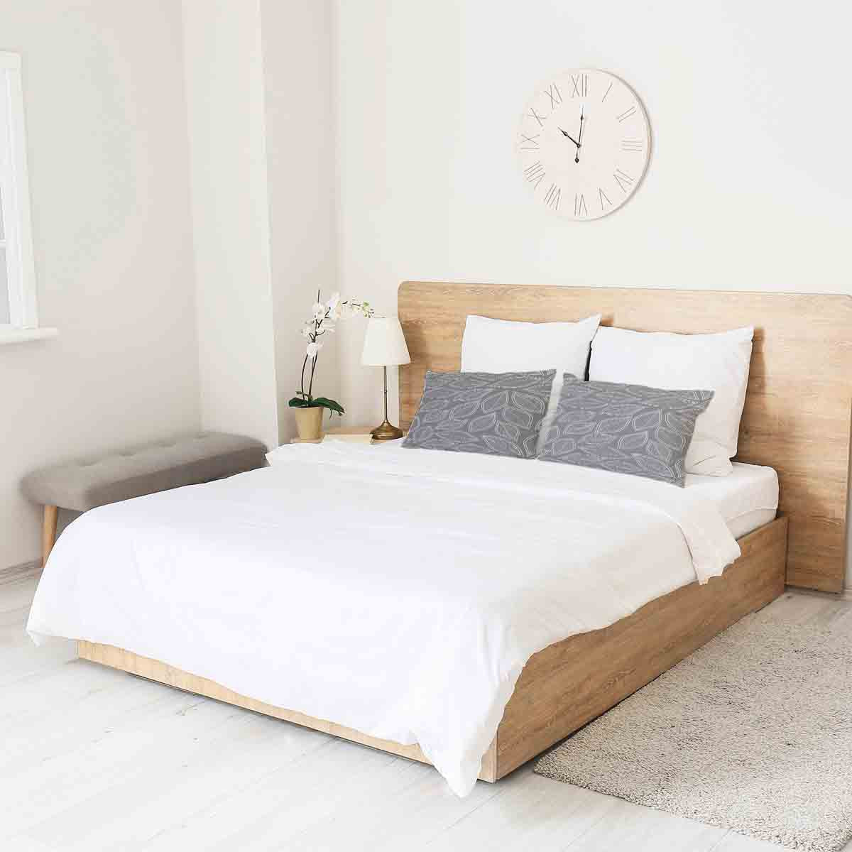 Gesundheitskissen Grau mit weißen Palmblättern