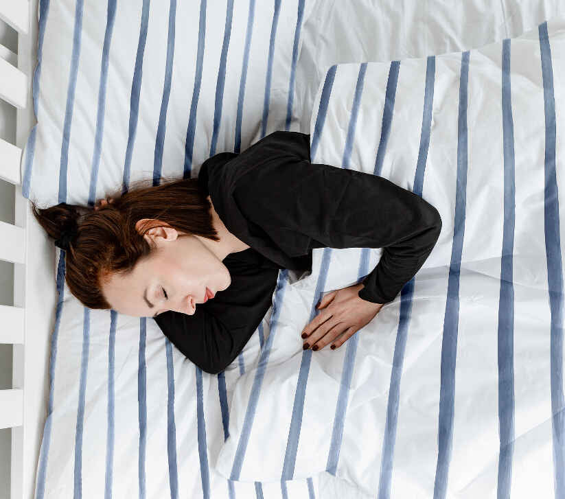 Original Therapiedecke - Baumwoll Bettwäsche Set blaue Querstreifen