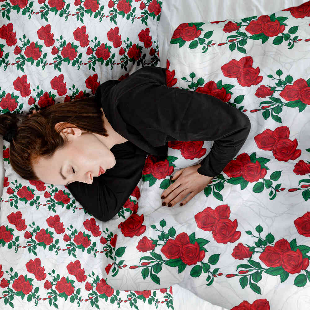 Original Therapiedecke - Baumwollbezug Weiß mit Rosenstrauch