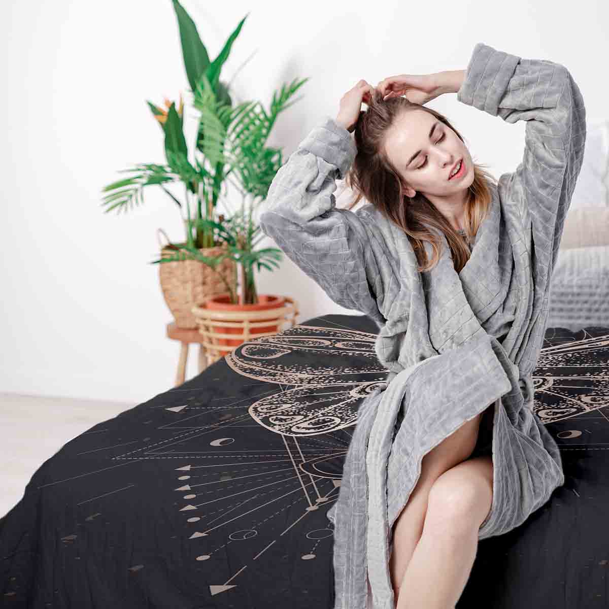 Original Therapiedecke - Baumwoll Bettwäsche Set Schwarz mit Schmetterling