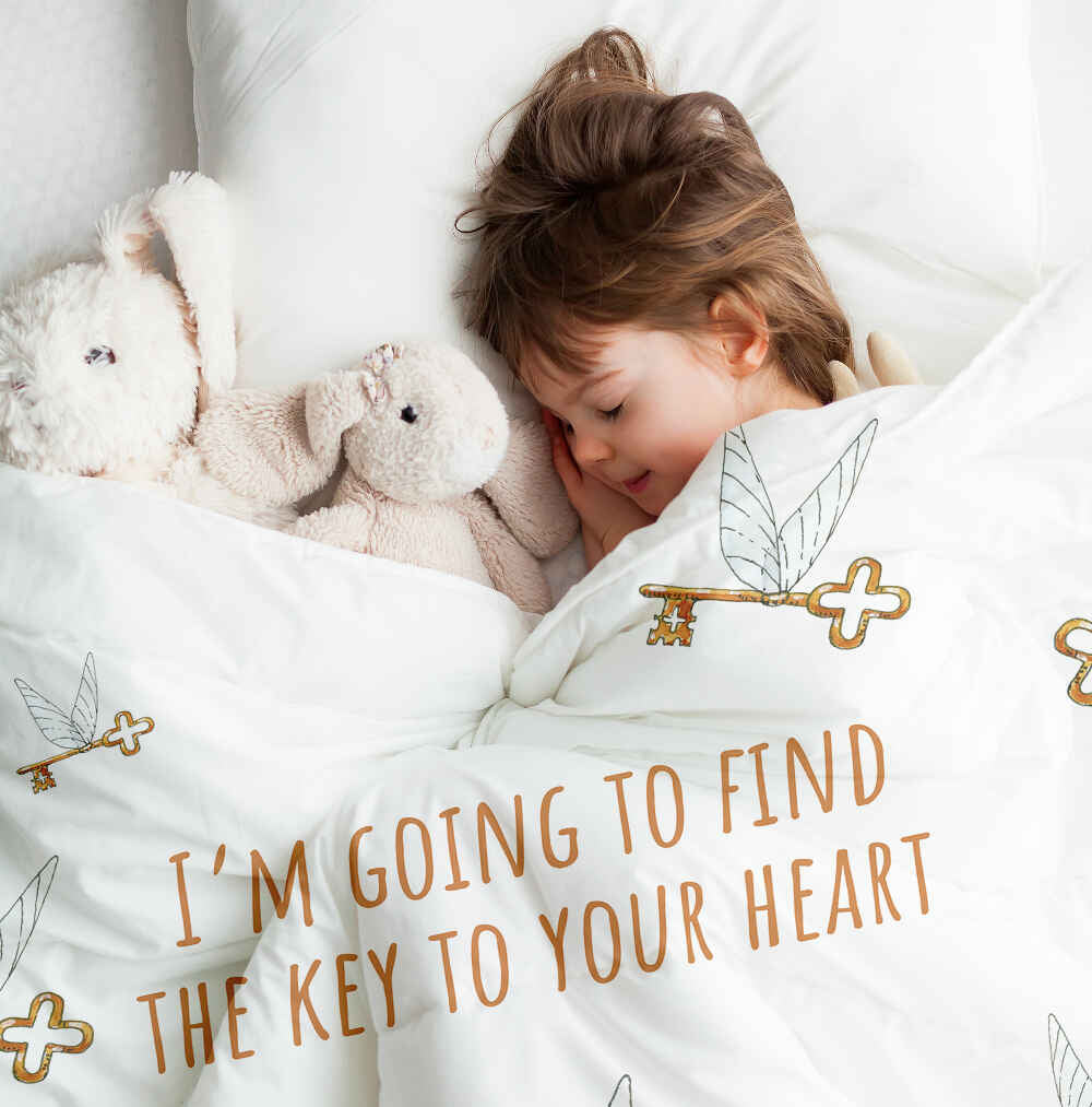 Original Therapiedecke - Baumwollbezug Weiß mit fliegendem Schlüssel