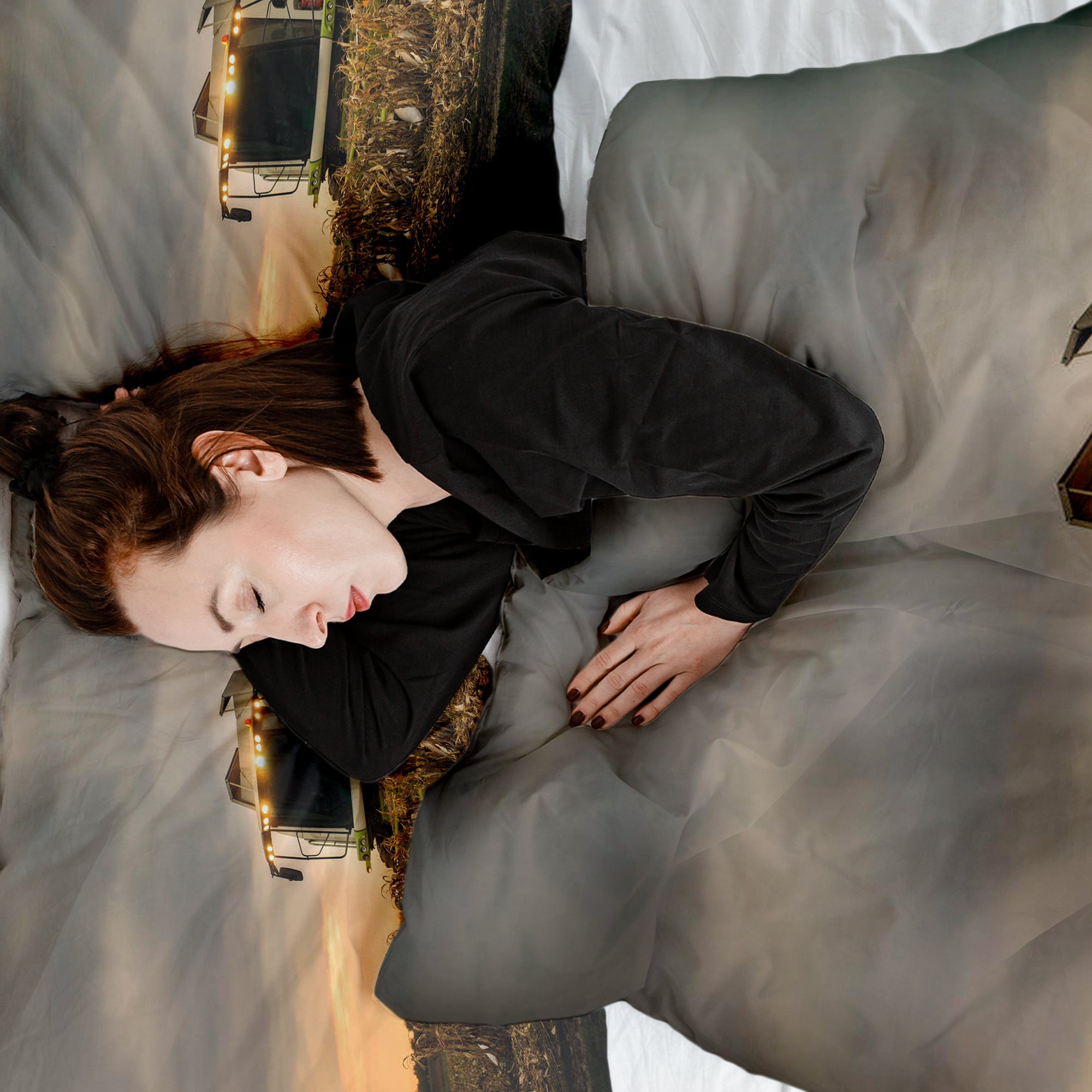 Original Therapiedecke - Baumwoll Bettwäsche Set Braun Dreschmaschine