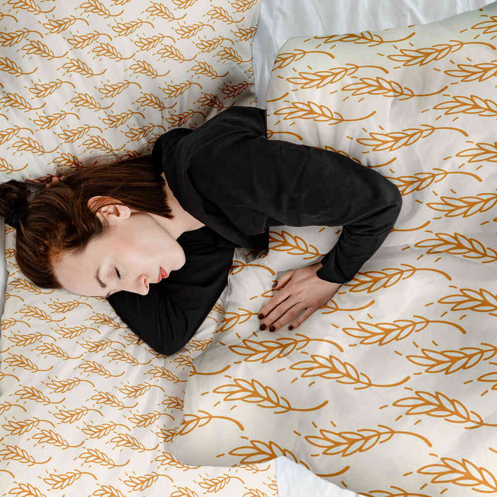 Original Therapiedecke - Baumwollbezug Weiß mit gelbem Weizen