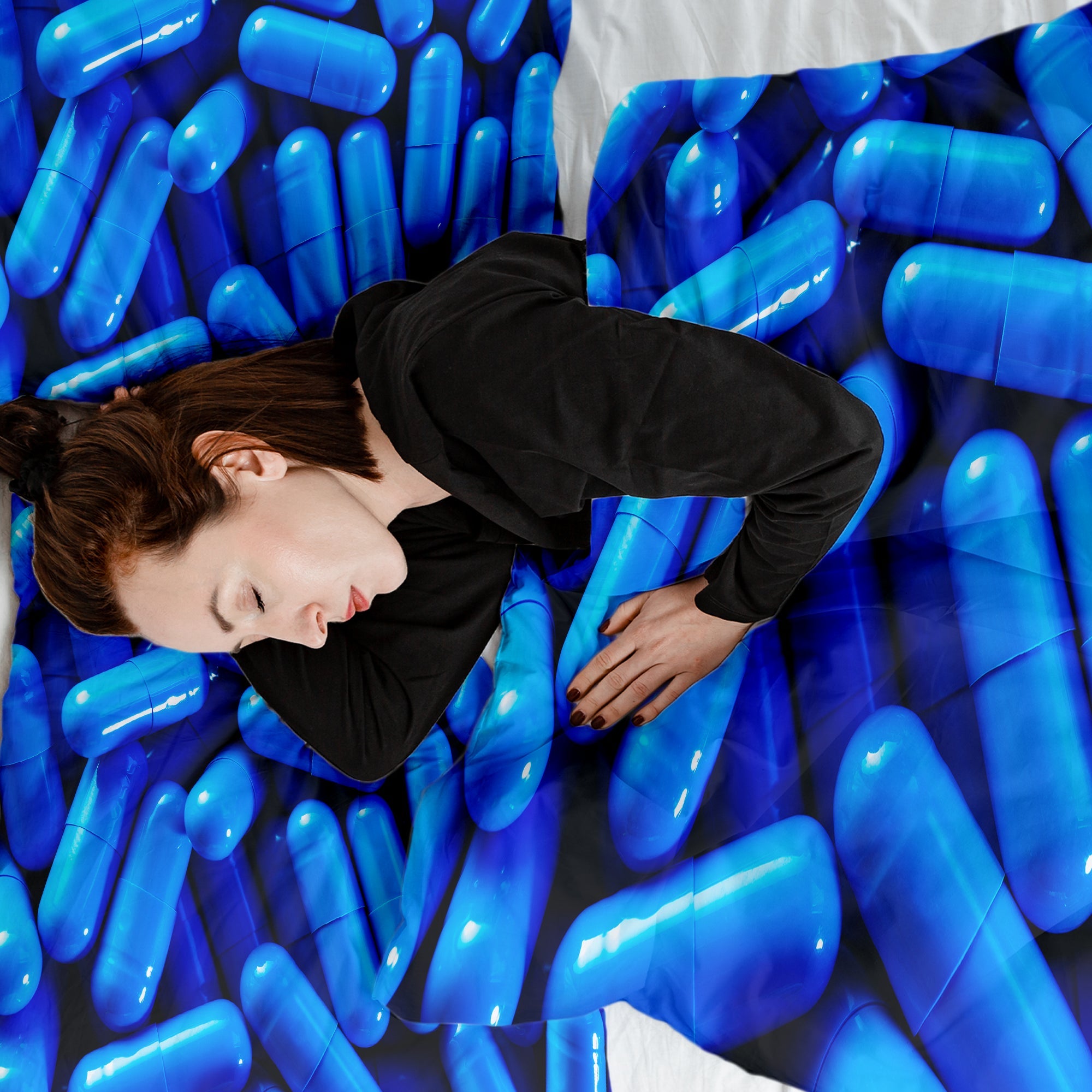 Original Therapiedecke - Baumwollbezug Blau Tabletten