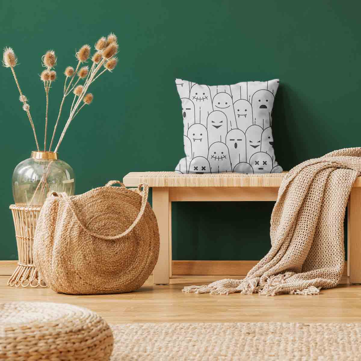 Gesundheitskissen Weiß mit lustigen Gespenstern