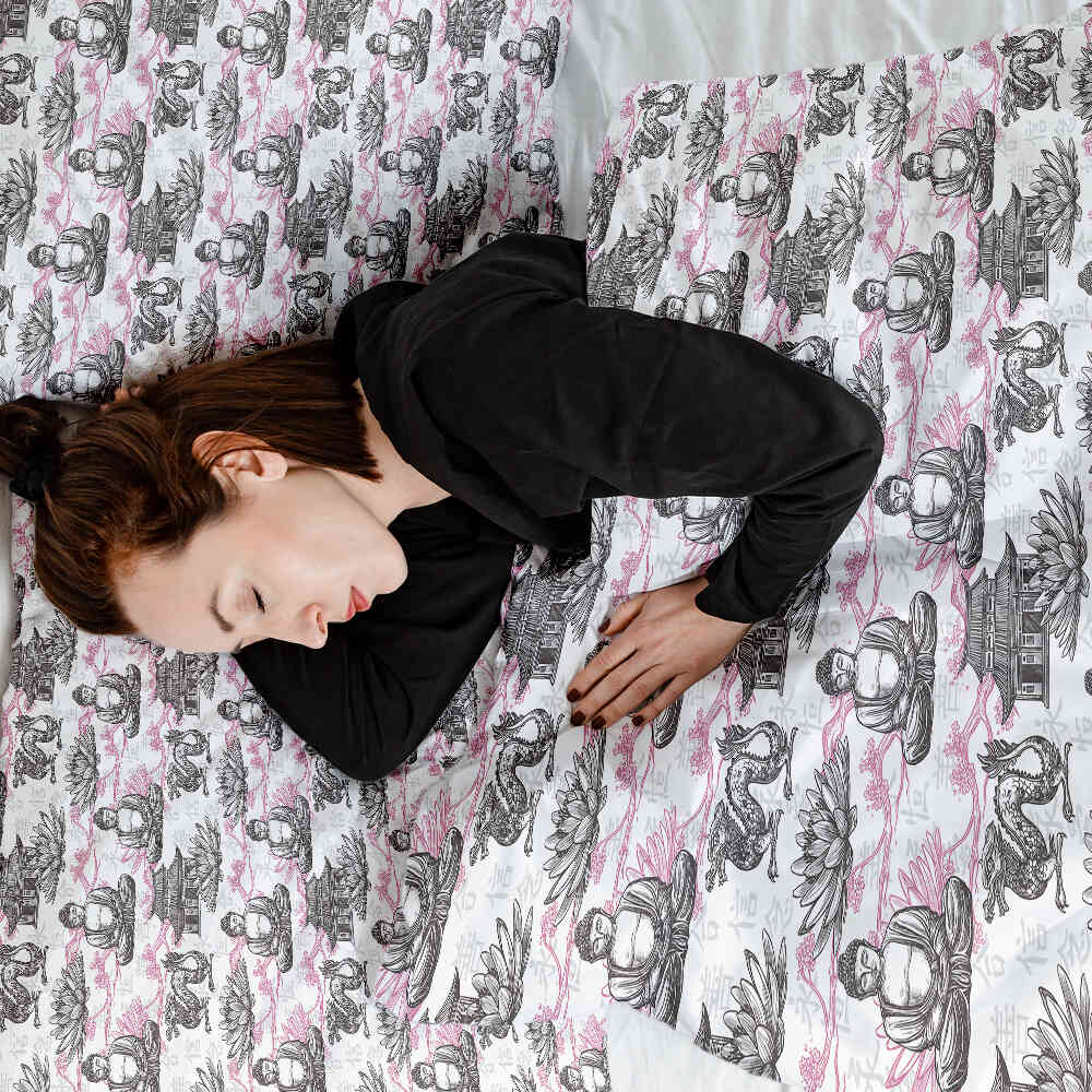 Original Therapiedecke - Baumwoll Bettwäsche Set mit rosa Buddha