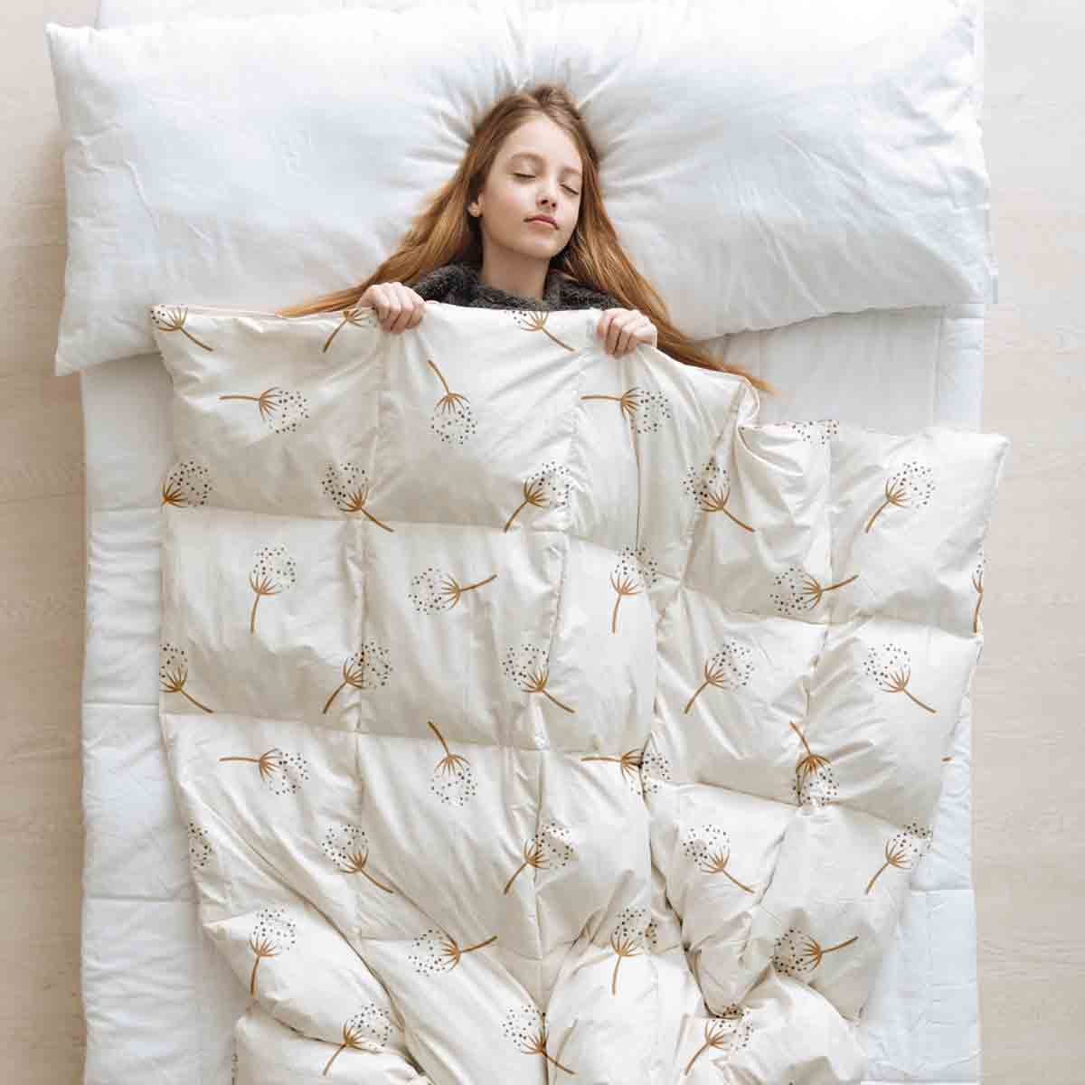 Original Therapiedecke - Baumwoll Bettwäsche Set Weiß mit Pusteblumen