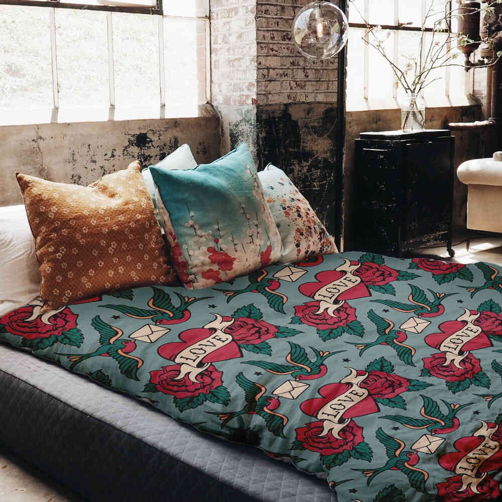 Original Therapiedecke - Baumwoll Bettwäsche Set Love Tattoo