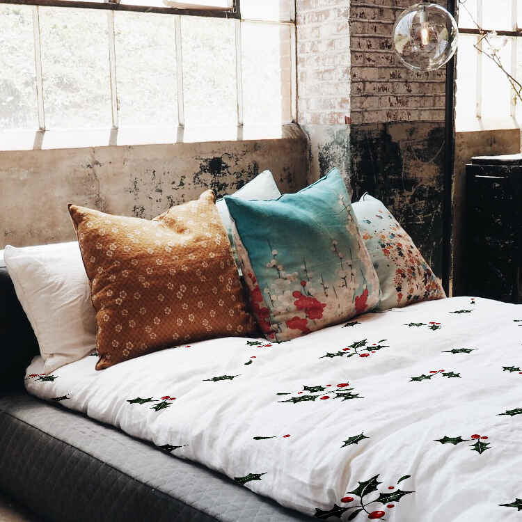 Original Therapiedecke - Baumwoll Bettwäsche Set Weiß Mistelzweige