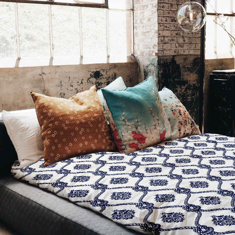 Original Therapiedecke - Baumwoll Bettwäsche Set blaues Seemannsmuster