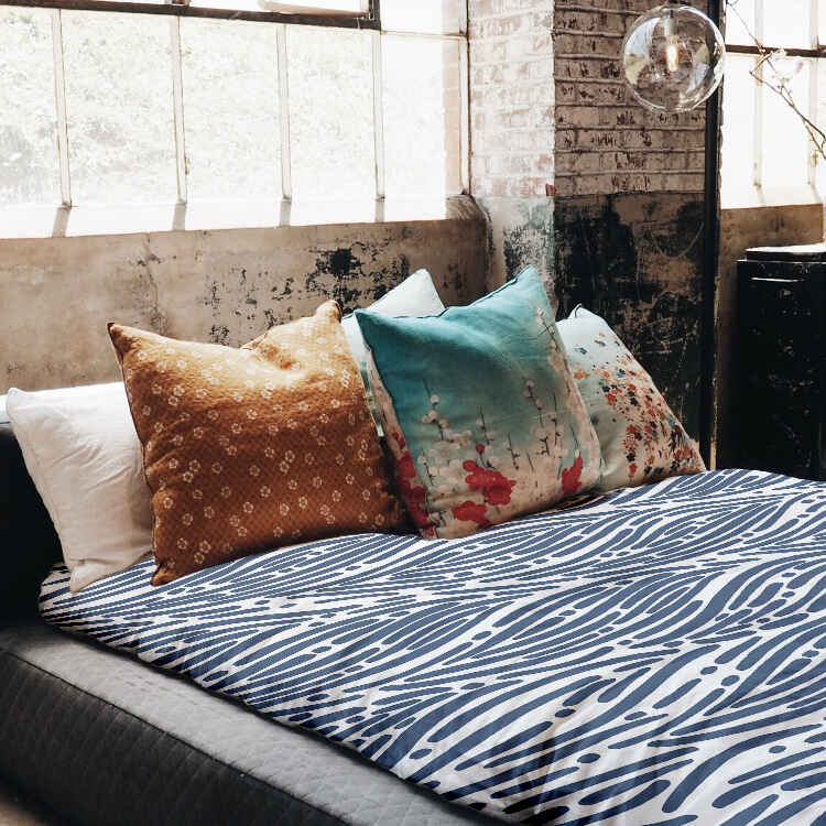 Original Therapiedecke - Baumwoll Bettwäsche Set welliges Muster Blau