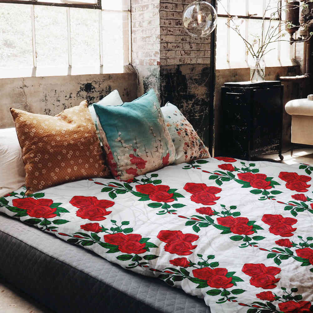 Original Therapiedecke - Baumwollbezug Weiß mit Rosenstrauch