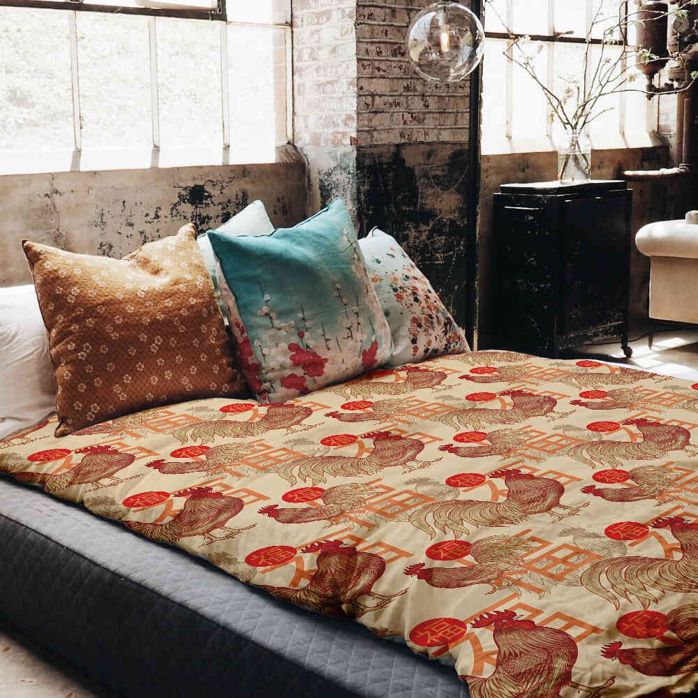 Original Therapiedecke - Baumwoll Bettwäsche Set chinesischer Hahn