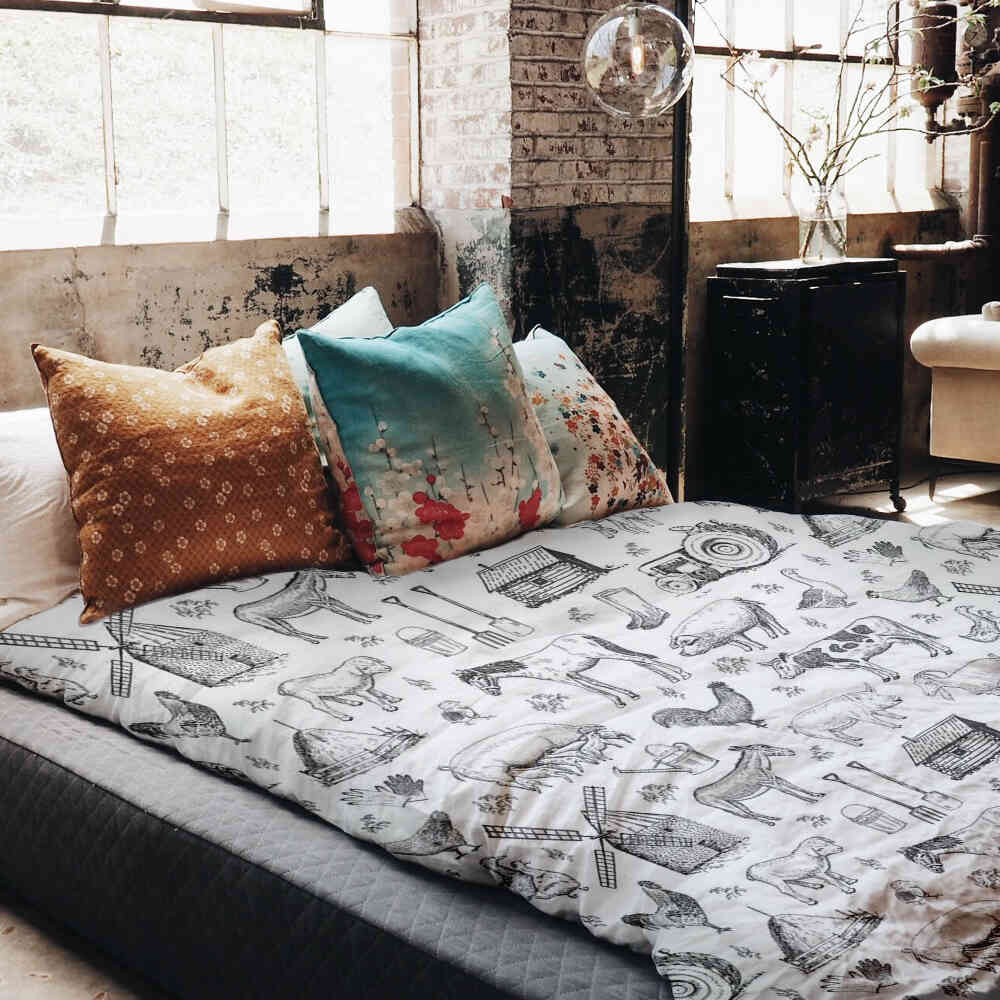 Original Therapiedecke - Baumwoll Bettwäsche Set Grau Bauernhof