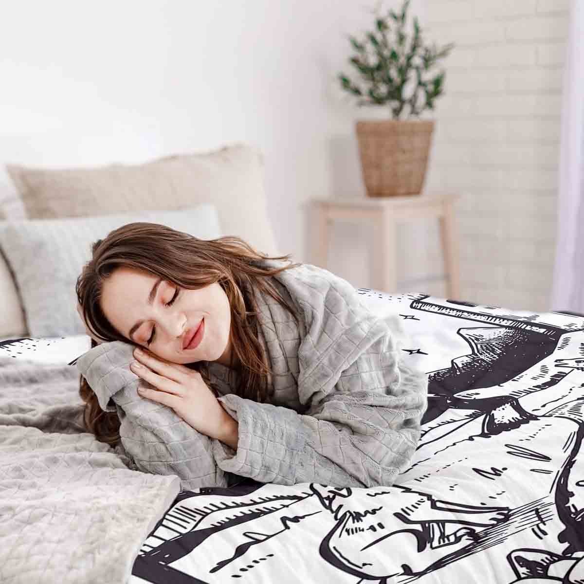 Original Therapiedecke - Baumwoll Bettwäsche Set Wolf und Mond