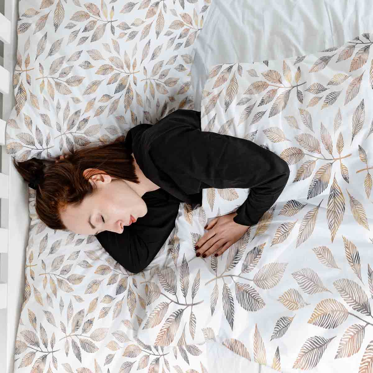 Original Therapiedecke - Baumwoll Bettwäsche Set Weiß mit hellbraunen Ästen