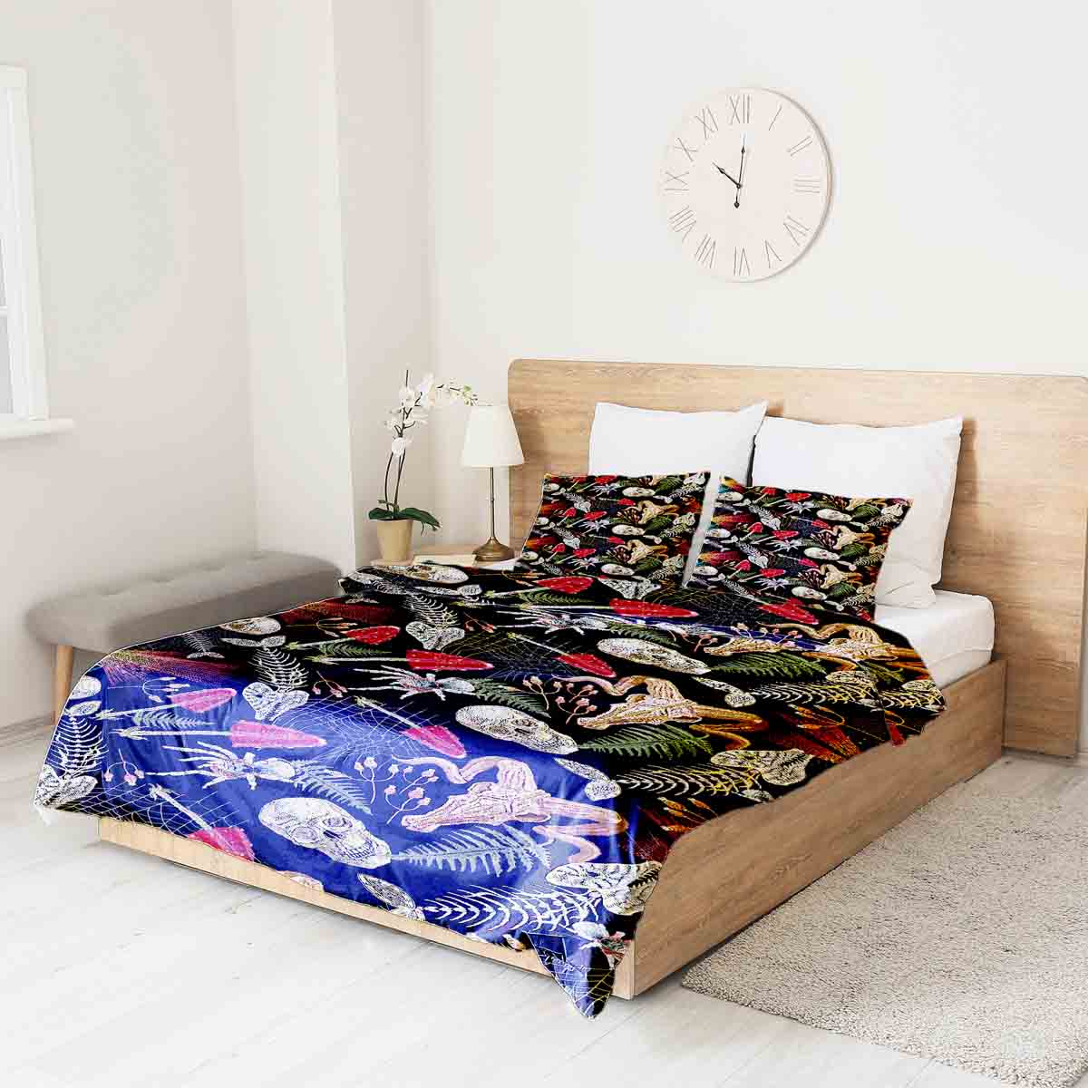 Original Therapiedecke - Baumwoll Bettwäsche Set Halloween Skelett