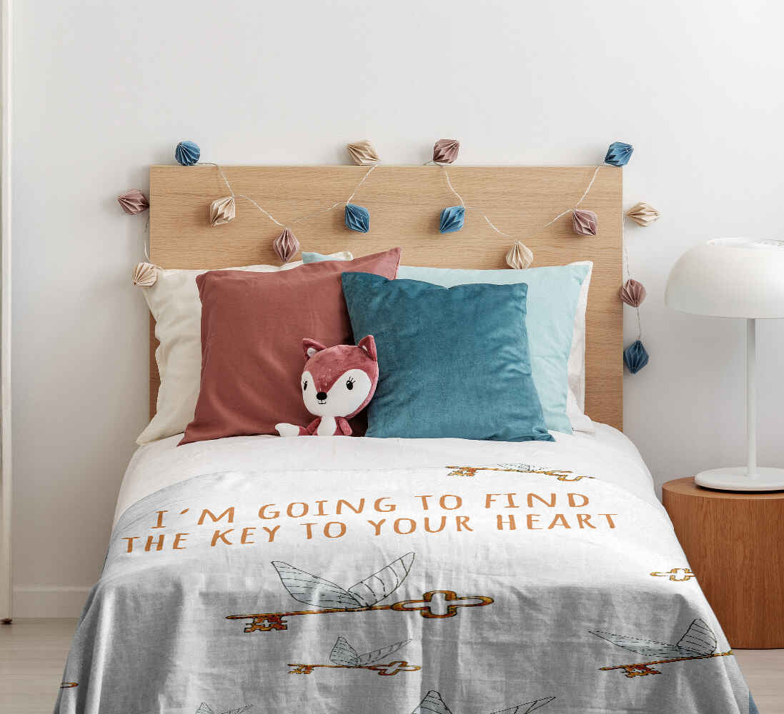 Original Therapiedecke - Baumwollbezug Weiß mit fliegendem Schlüssel